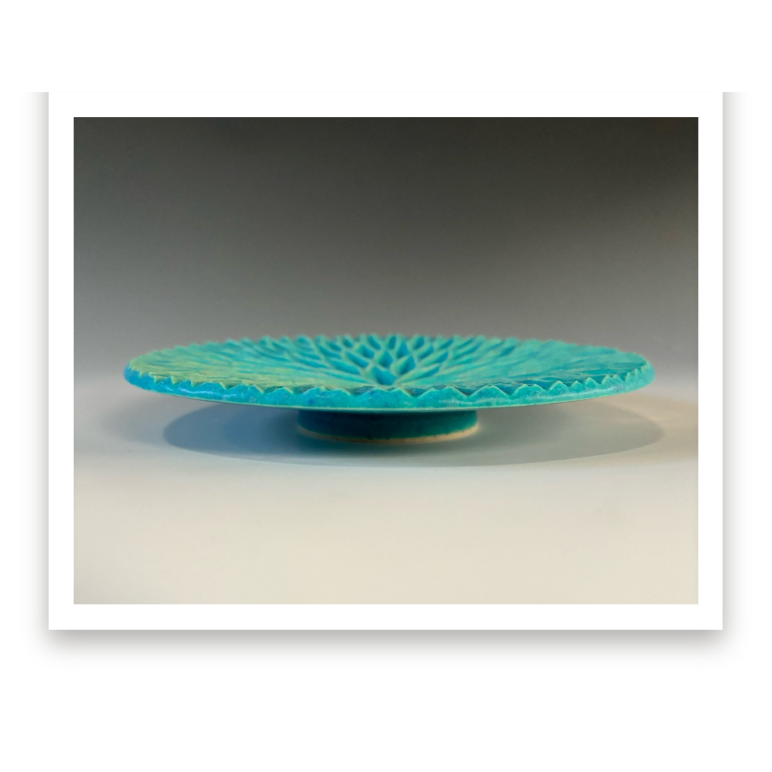 Carved Plate - Turquoise Matte