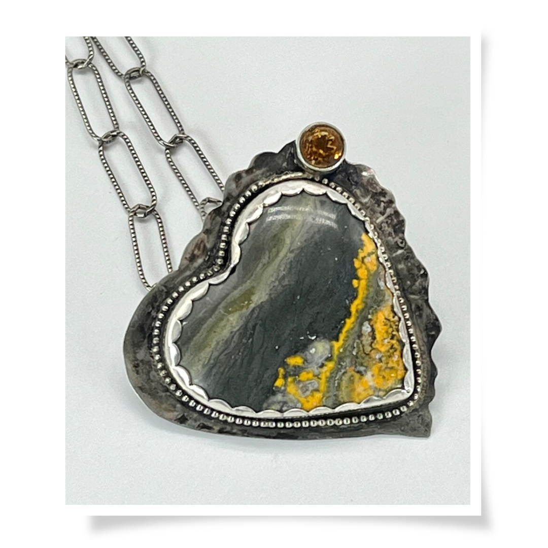 Jewelry - Bumblebee Jasper & Citrine Heart Pendant Necklace