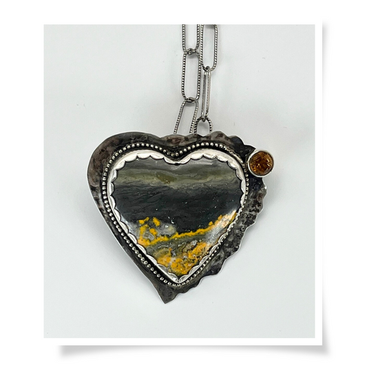 Jewelry - Bumblebee Jasper & Citrine Heart Pendant Necklace