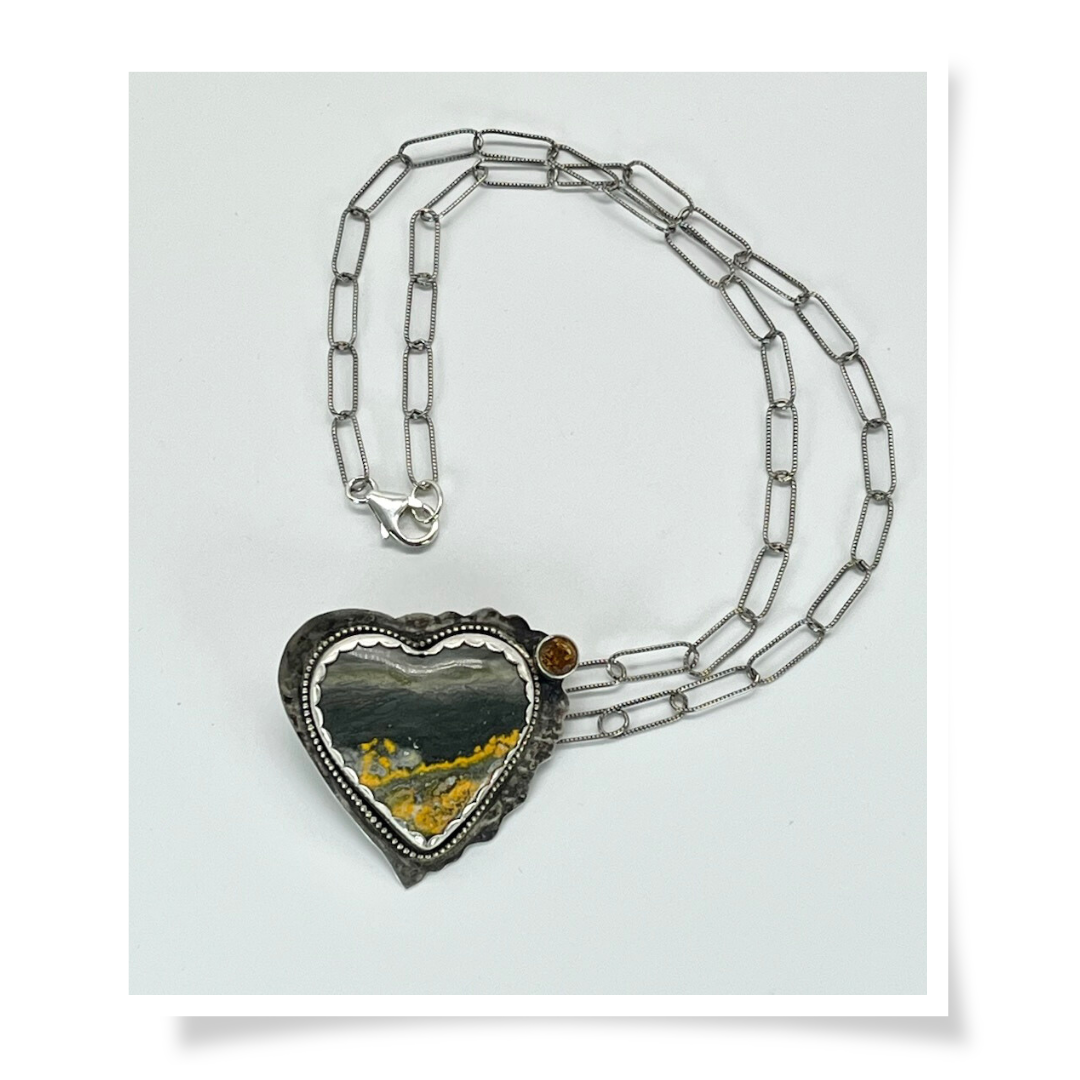 Jewelry - Bumblebee Jasper & Citrine Heart Pendant Necklace