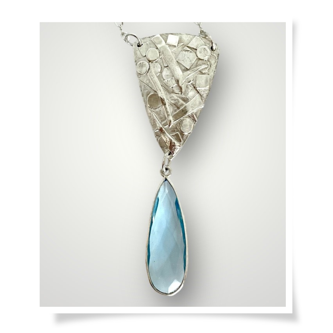 Jewelry - Layered Fine Silver Aquamarine Pendant